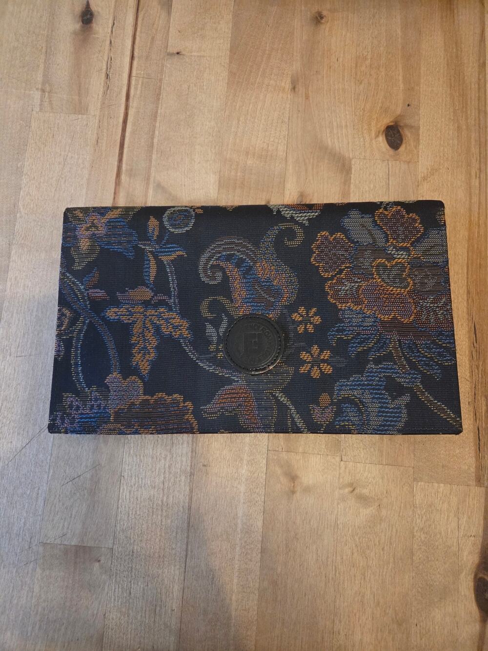 VNG Fendi Floral Tapestry Clutch Bag & Matching Wallet Gold Hardware Excellent